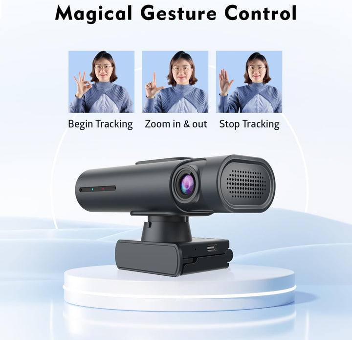 TOALLIN 2K Streaming Webcam für PC, KI-Tracking PTZ-Streaming-Kamera, Gestensteuerung, zwei Mikrofon