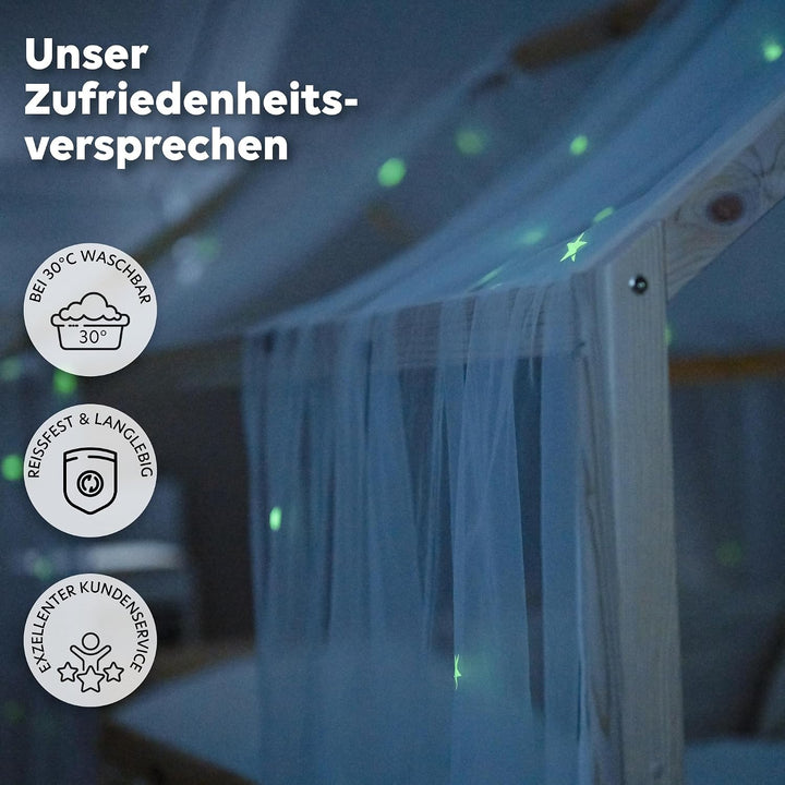Hausbett Himmel mit leuchtenden Sternen - Betthimmel Hausbett Deko - Geschenk Mädchen &amp; Jungen - Him