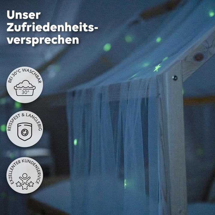 lilimaus Hausbett Himmel mit leuchtenden Sternen - Betthimmel Hausbett Deko - Geschenk Mädchen & Jun