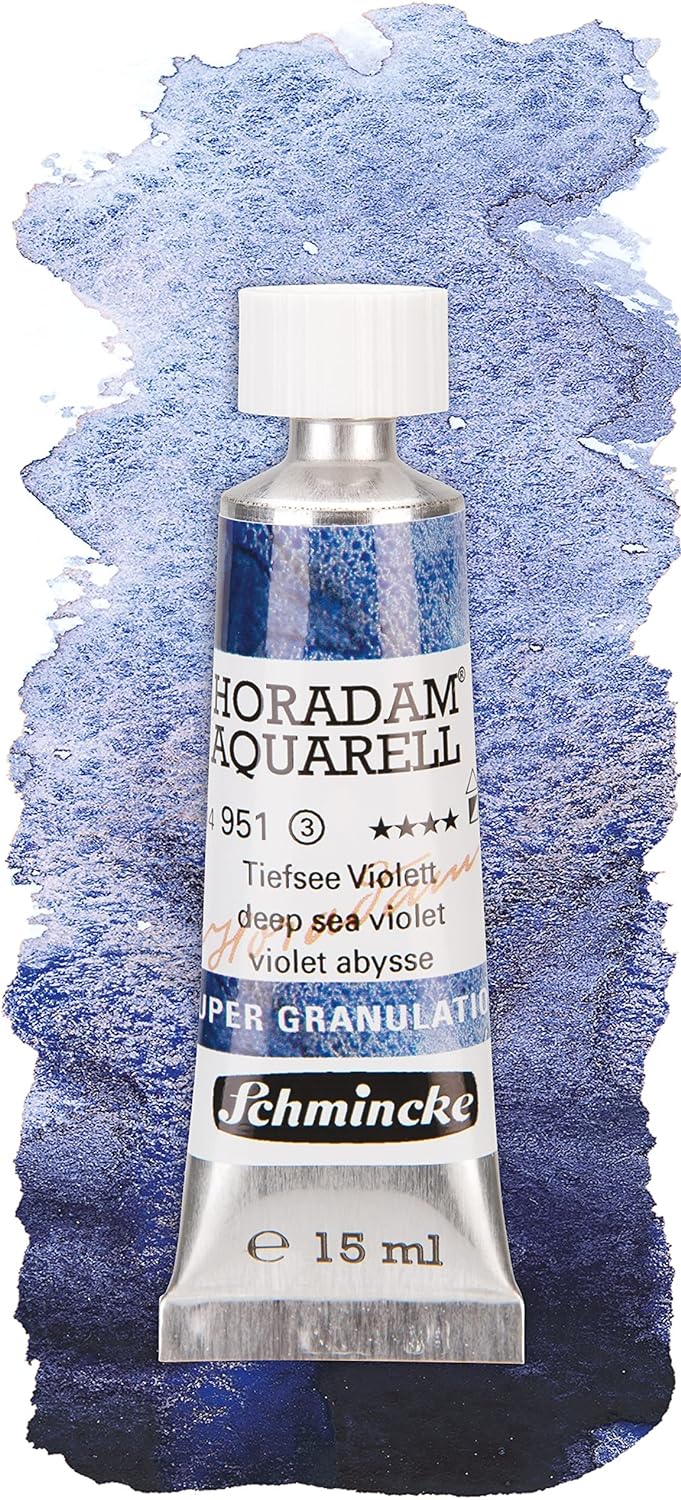 Schmincke – HORADAM® AQUARELL, Super Granulation Set Tiefsee, 5 x 15 ml-Tuben, 74 841 097, Holzkaste