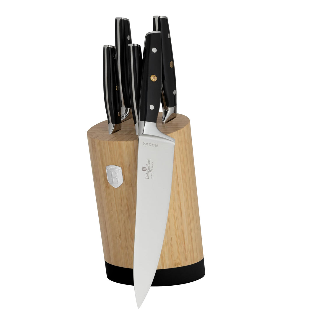Berlinger Haus Messerset mit Ständer BAMBOO 6-tlg. Black Silver Collection BH-3136