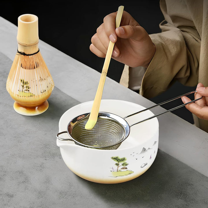 5 in 1 Matcha Set Japanisches Matcha Tee Set mit Matcha Besen, Matcha Schale mit Ausgiesser, Matcha