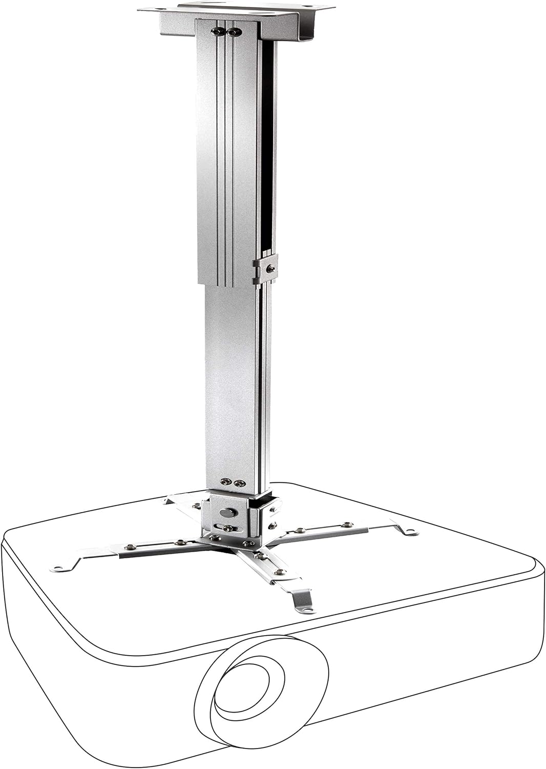 celexon neigbare und schwenkbare Beamer-Deckenhalterung universal MultiCel63100S - Silber- 63-100 cm