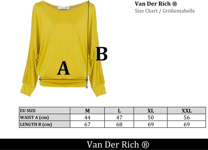 Van Der Rich ® - Oversize T-Shirt mit Fledermausärme - Damen Ml-marine XL, Ml-marine XL
