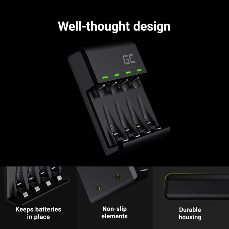 Green Cell VitalCharger Batterieladegerät Ladegerät + 4X AAA 800mAh für NI-MH AA AAA R6 R03 Mignon A