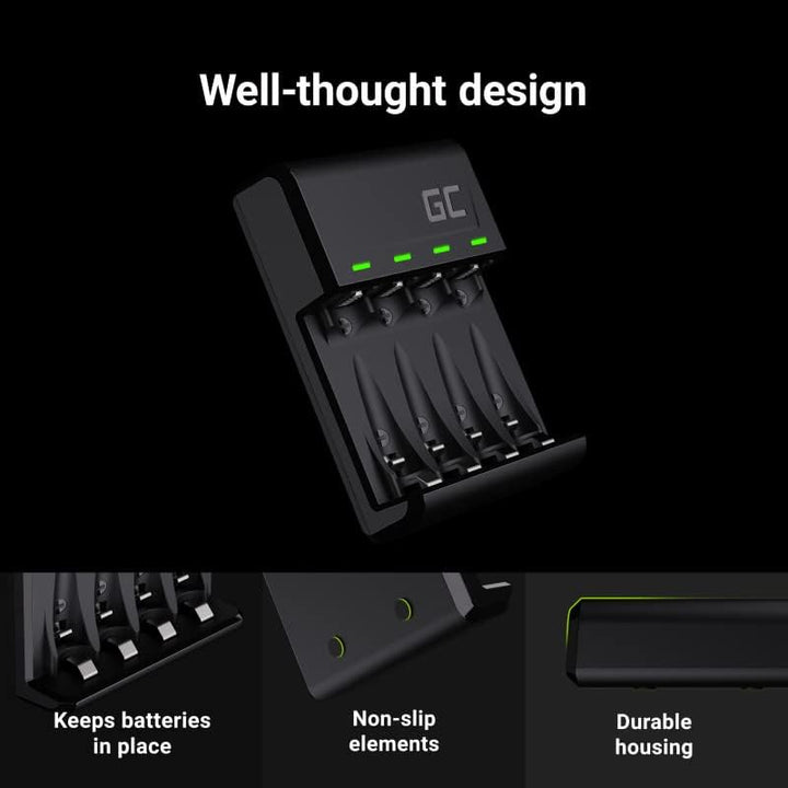 Green Cell VitalCharger Batterieladegerät Ladegerät + 4X AAA 800mAh für NI-MH AA AAA R6 R03 Mignon A