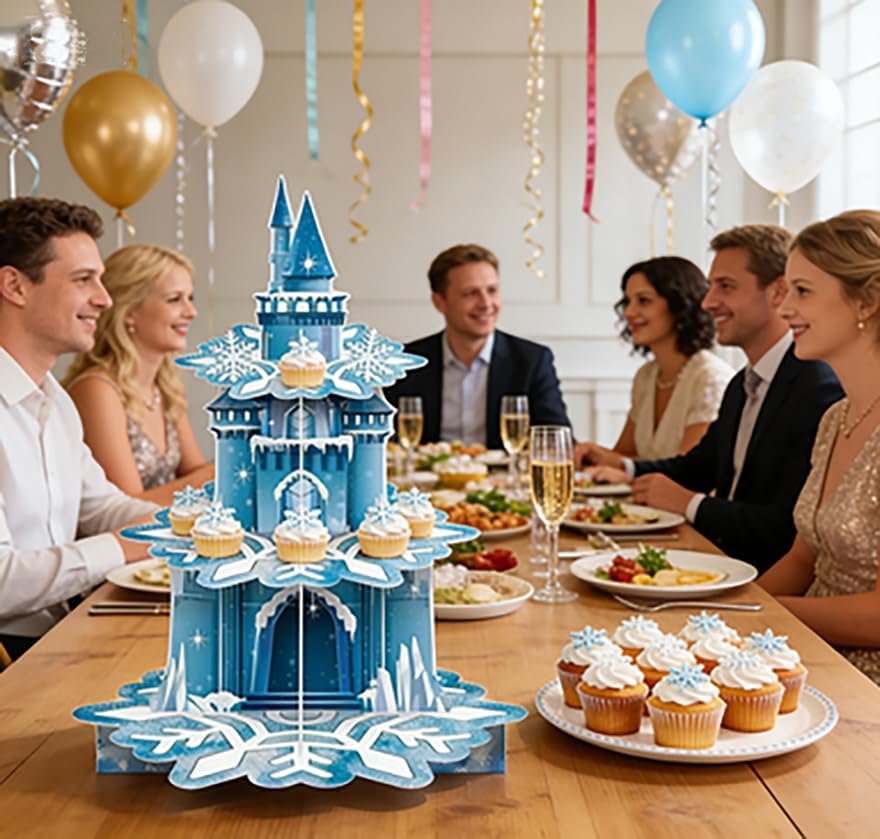 Drei Etagen Schneeflocken Thema Kuchen Regal Party Dekoration, Tasse Kuchen Regal Schneeflocken Dess