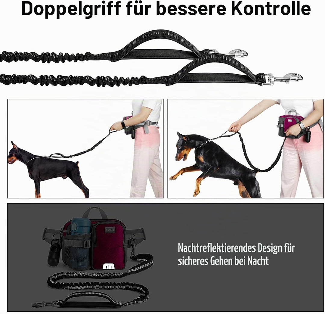 ETACCU Joggingleine Hunde mit Bauchgurt, Freihandleinen Jogging Hundeleine für grosse und mittelgros