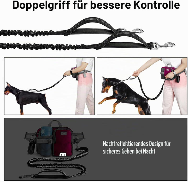 ETACCU Joggingleine Hunde mit Bauchgurt, Freihandleinen Jogging Hundeleine für grosse und mittelgros