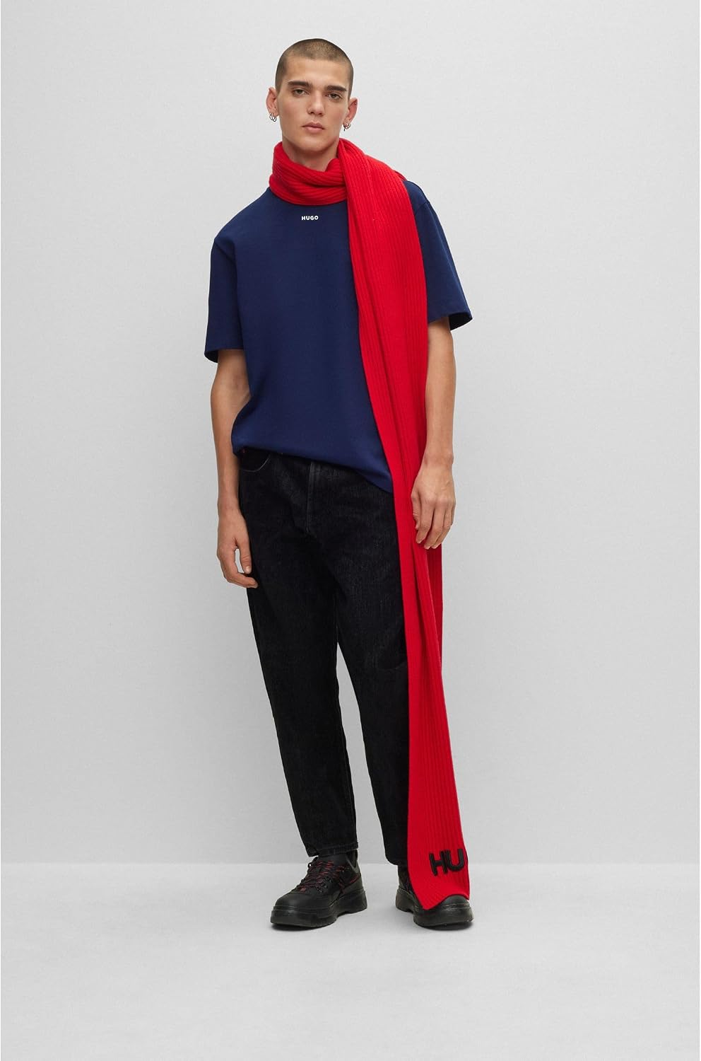 HUGO Herren Dapolino Relaxed-Fit T-Shirt aus Baumwoll-Jersey mit Logo-Print M Navy412, M Navy412