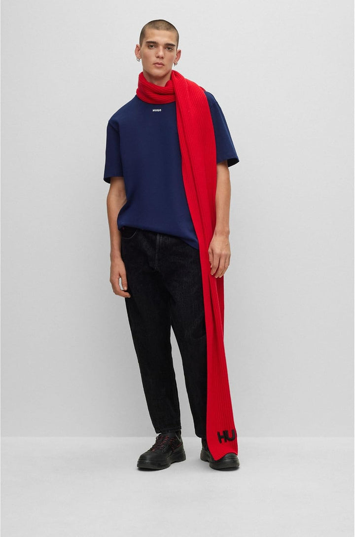 HUGO Herren Dapolino Relaxed-Fit T-Shirt aus Baumwoll-Jersey mit Logo-Print M Navy412, M Navy412