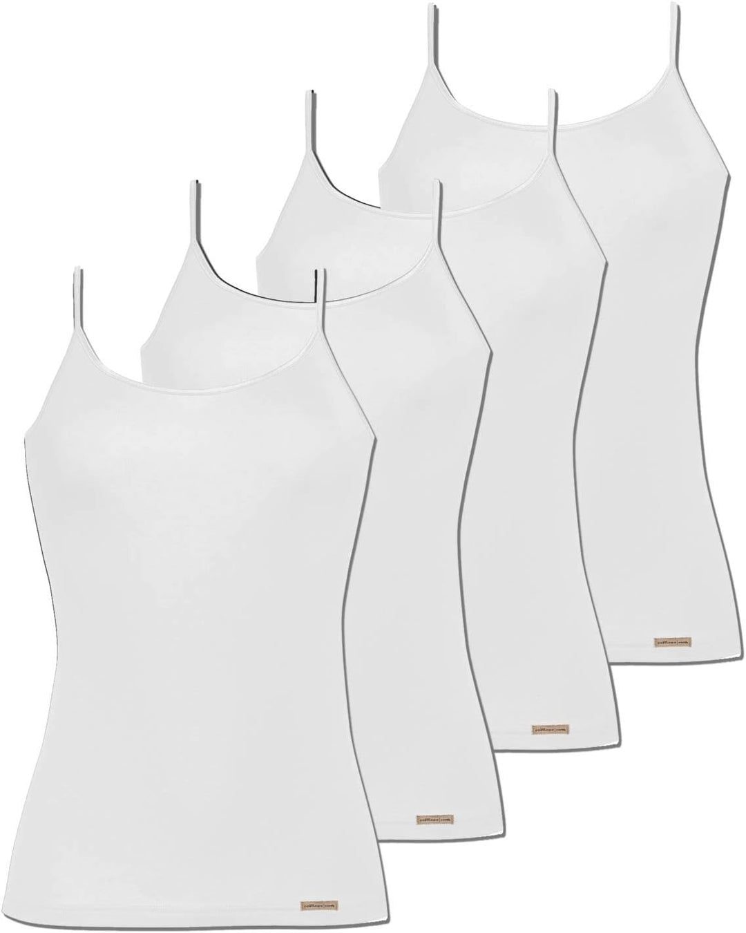 comazo Earth 4er Sparpack Damen Unterhemd Spaghettiträger, Gr. 36-46 42 Weiss, 42 Weiss