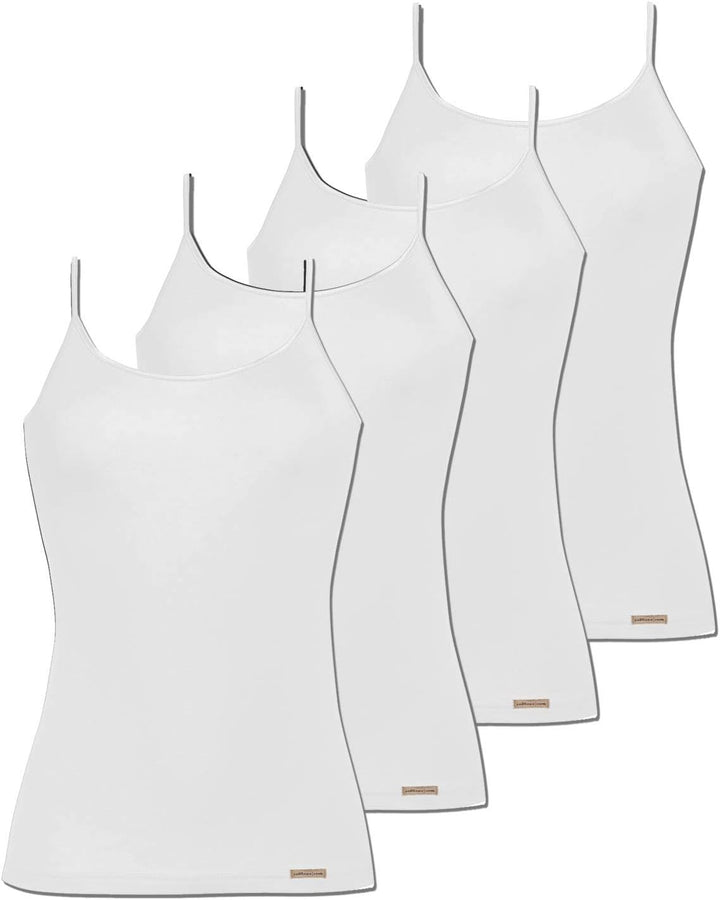comazo Earth 4er Sparpack Damen Unterhemd Spaghettiträger, Gr. 36-46 42 Weiss, 42 Weiss