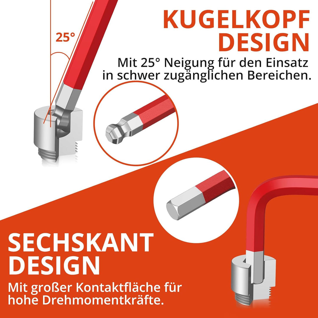 GETLITOOL Innensechskant Satz, 18tlg. Innensechskantschlüssel Kugel HX 1,5mm-10mm & Torx Winkelschlü