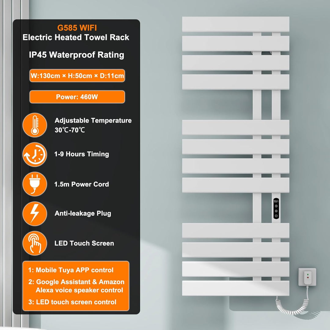 Elektrischer Handtuchhalter, für Alexa und Google Home and APP, 500×1300mm, 460W, WiFi Smart Thermos