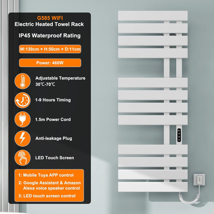 Elektrischer Handtuchhalter, für Alexa und Google Home and APP, 500×1300mm, 460W, WiFi Smart Thermos
