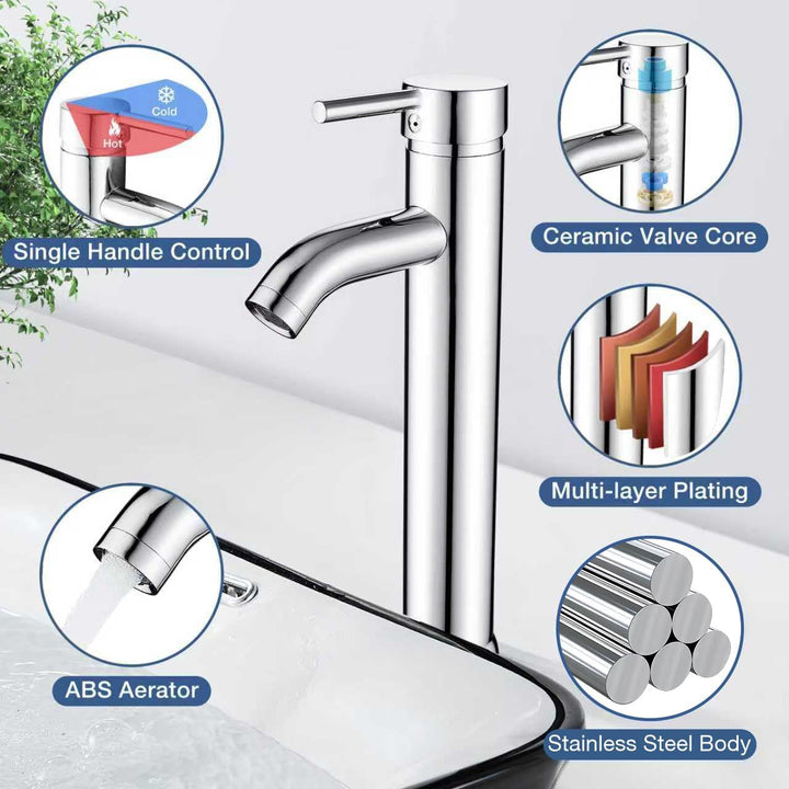 kisimixer Waschtischarmatur Bad Hoch, Wasserhahn Waschbecken Waschtisch Armatur, Einhebelmischer für