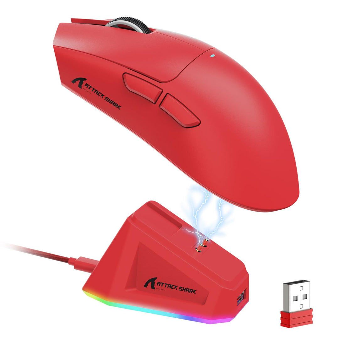 LexonElec x Attack Shark X11 Kabellose Gaming-Maus mit RGB Magnetische Ladestation, PixArt PAW3311-S