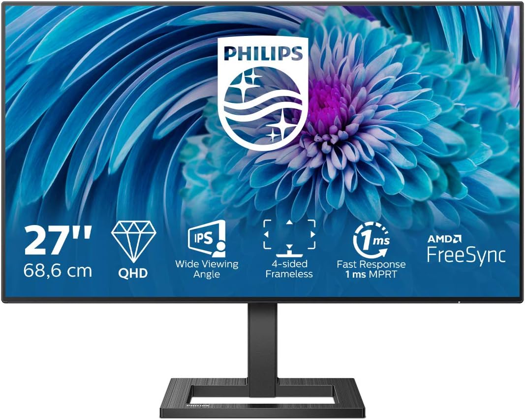 PHILIPS 275E2FAE - 27 Zoll QHD Gaming Monitor, 75 Hz, 4ms, AdaptiveSync (2560x1440, HDMI, DisplayPor