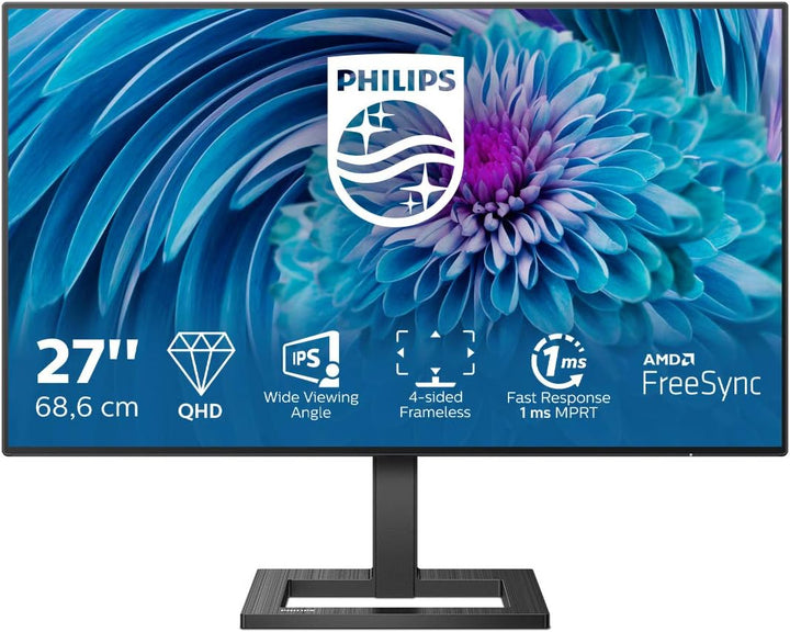 PHILIPS 275E2FAE - 27 Zoll QHD Gaming Monitor, 75 Hz, 4ms, AdaptiveSync (2560x1440, HDMI, DisplayPor