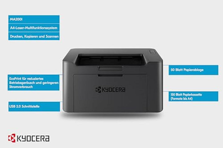 Kyocera Klimaschutz-System MA2001 3-in-1 Laser-Multifunktionsdrucker: SW-Drucker, Kopierer, Scanner.
