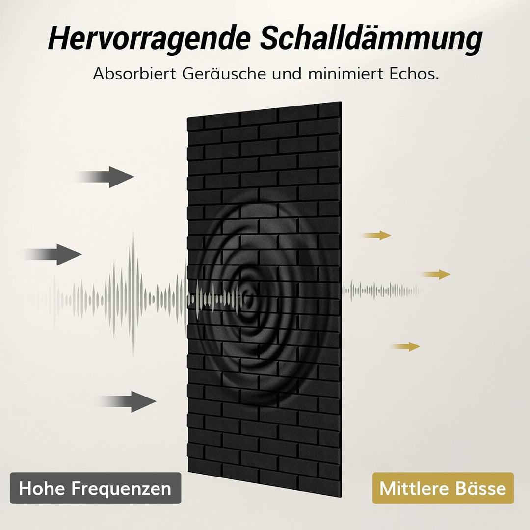 TONOR Ziegeltyp Akustikpaneele selbstklebend, 4 St.120x60x0,9cm Schalldämmung Schallschutzplatten, W