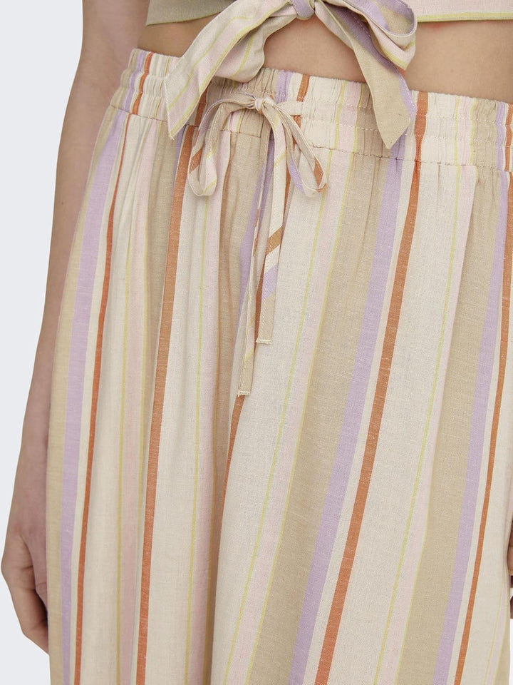 ONLY & SONS Damen Onltine Midi Skirt Wvn S Whitecap Gray/Stripes:purple Rose + Orange Peel + Irish C