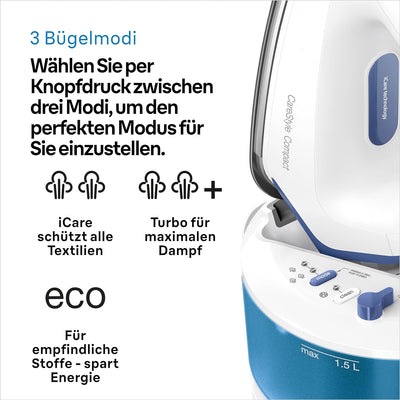 Braun CareStyle Compact IS 2143 Dampfbügelstation - Dampfbügeleisen mit FreeGlide 3D Bügelsohle, Ver