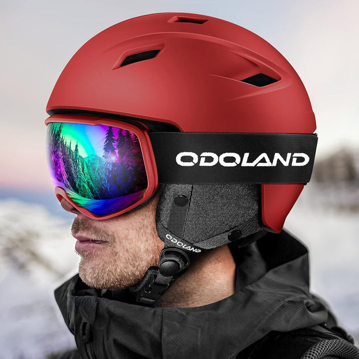 Odoland Skihelm Kit mit Ski Skibrille, Snowboard Helm für Männer Frauen Teenager Kinder, Verstellbar