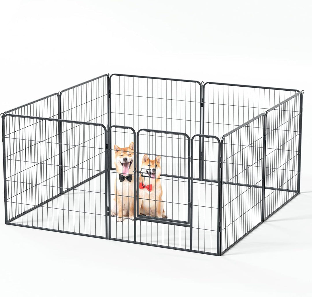 QianRuiDa Welpenauslauf 80 cm hoch 8-teilig Freilaufgehege für Hunde Hundezaun Hundelaufstall Freige