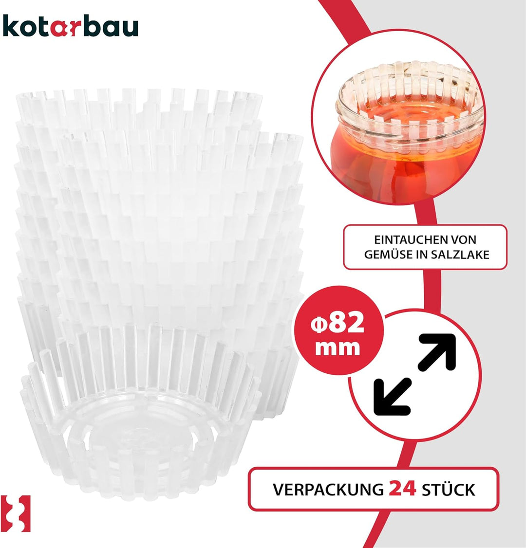 KOTARBAU® 24er Set Gärgewicht für Einmachgläser ⌀ 82 mm Polypropylen Gärgewichte Gärdeckel Einmachhi
