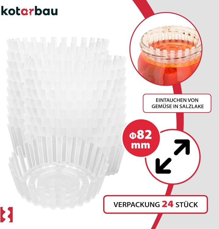 KOTARBAU® 24er Set Gärgewicht für Einmachgläser ⌀ 82 mm Polypropylen Gärgewichte Gärdeckel Einmachhi