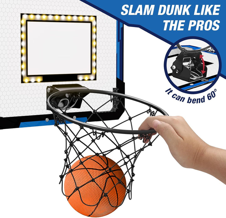 HYES 2-Spieler Basketballkorb für Kinder mit LED-Licht, Basketballkorb für Kids mit 4 Ball Pumpe Ind