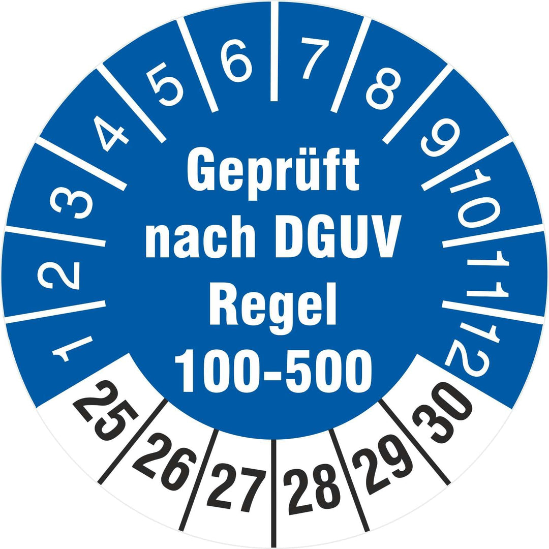 500 Prüfetiketten 30 mm geprüft nach DGUV Regel 100-500 Prüfplaketten 2025-30 500 30mm Durchmesser,