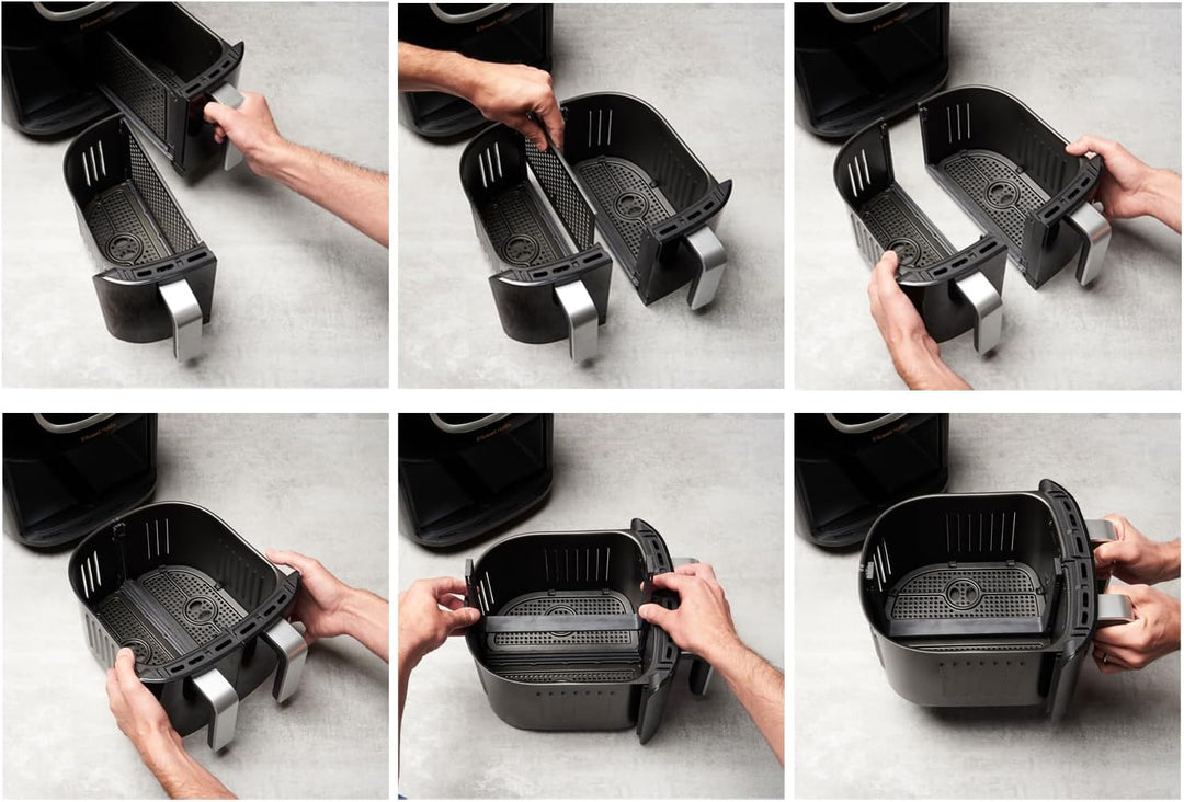 Russell Hobbs Heissluftfritteuse Doppelkammer [2 Fächer: 4,25l oder ein Korb 8,5l ] AirFryer SatisFr