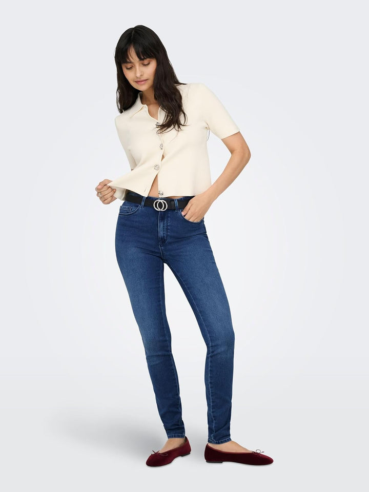 ONLY Female Skinny Jeans ONLBLUSH Mittlere Taille Skinny Fit Knöchellang Jeans Klassisch XS Kurz Bla