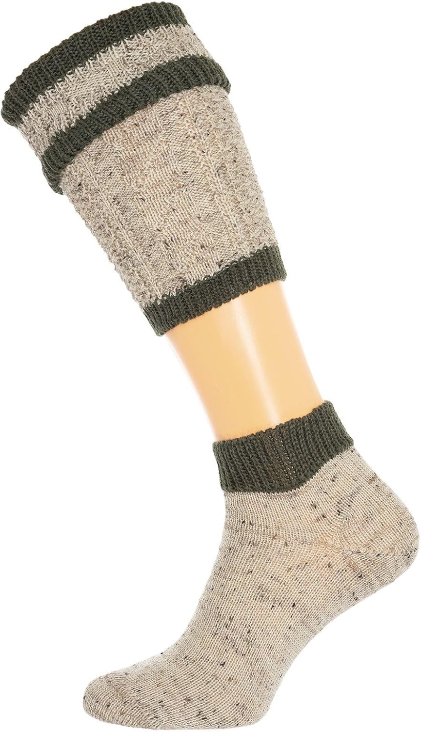 Lusana Herren Trachtenstrümpfe 40 Beige (Beigemeliert/Jägergrün 930), 40 Beige (Beigemeliert/Jägergr