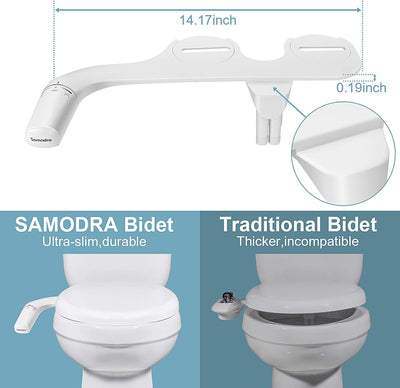 SAMODRA Bidet Einsatz Für Toilette Links,Ultra-Slim Nicht Elektrisch Bidet Aufsatz,Bedienung Links,D