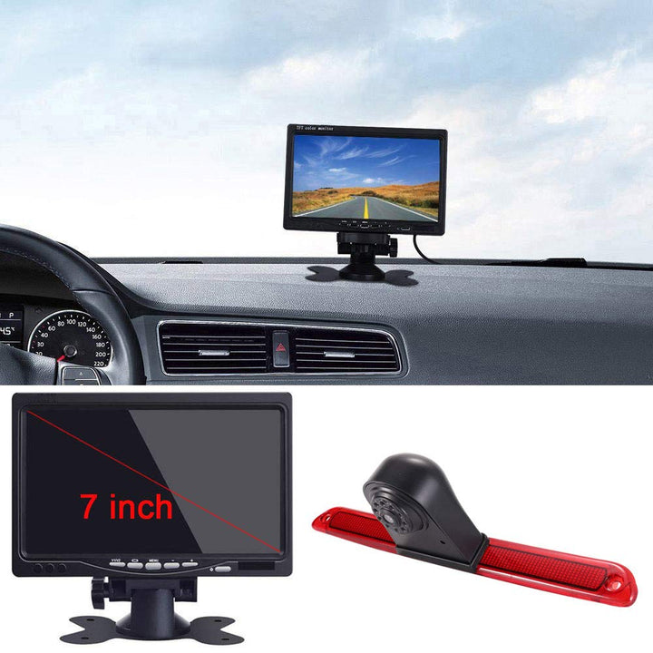 「12mm Objektiv CMOS Rückfahrkamera + 7 Zoll TFT LCD Bildschirm Auto Monitor」Bremsleuchte Auto Dach R