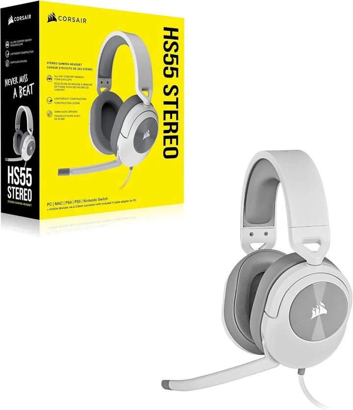 Corsair HS55 Stereo Gaming Headset White HS55 STEREO Weiss, HS55 STEREO Weiss