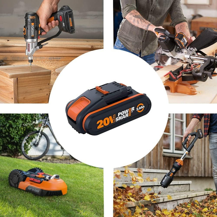 WORX WA3601 PowerShare Akku mit Ladegerät Set - 20V 2000mAh Li-Ion Akkubatterie &amp; Akku Ladestation -