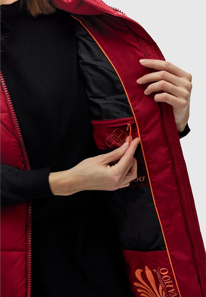 Navahoo warme Damen Winter Steppweste lang mit Kapuze Schnuffelchen XS-XXL XS Blood Red, XS Blood Re