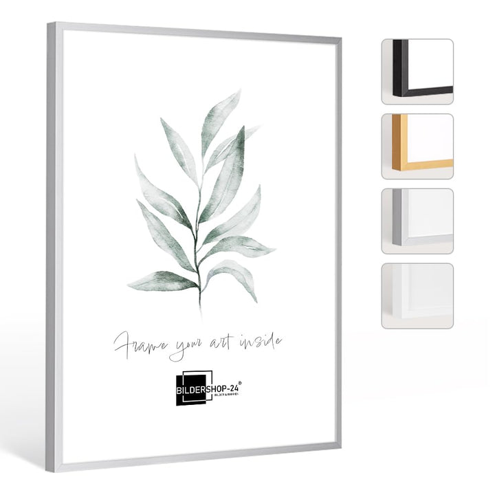 Bildershop-24 Bilderrahmen Milano Aluminium Alubilderrahmen 80 x 120 cm Aluminium Natur Fotorahmen,