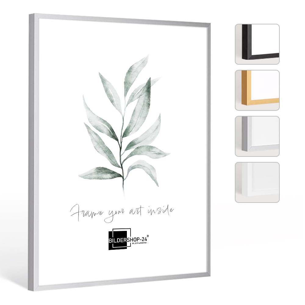 Bildershop-24 Bilderrahmen Milano Aluminium Alubilderrahmen 90 x 90 cm Aluminium Natur Fotorahmen, W