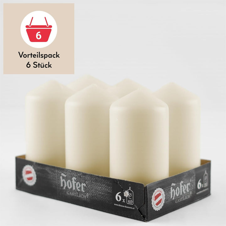 HOFER STUMPENKERZEN SET 60 x 120 mm – elfenbein, creme, champagner | besonders lange Brenndauer ca.
