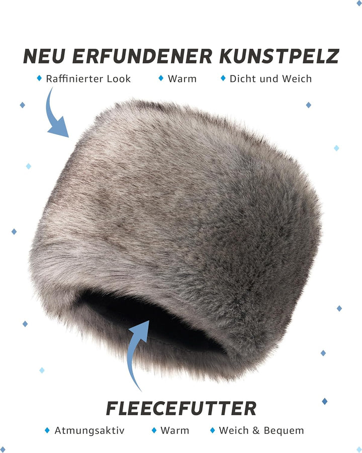 Futrzane Siberian Kosakenmütze - Pelzmütze Damen - Fell Pelz Russische Mütze XS Silber Siberian, XS