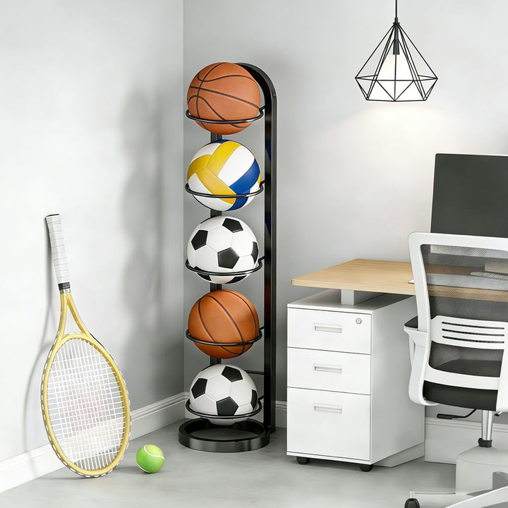 Balllagerregal, 5 Stufiger Ballständer Mehrschichtiges Integriertes Volleyball Fussballregal Abnehmb