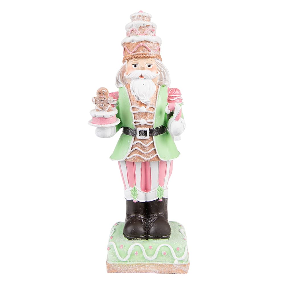 Clayre & Eef Figur Nussknacker 24 cm Grün Rosa Polyresin Weihnachtsdekoration