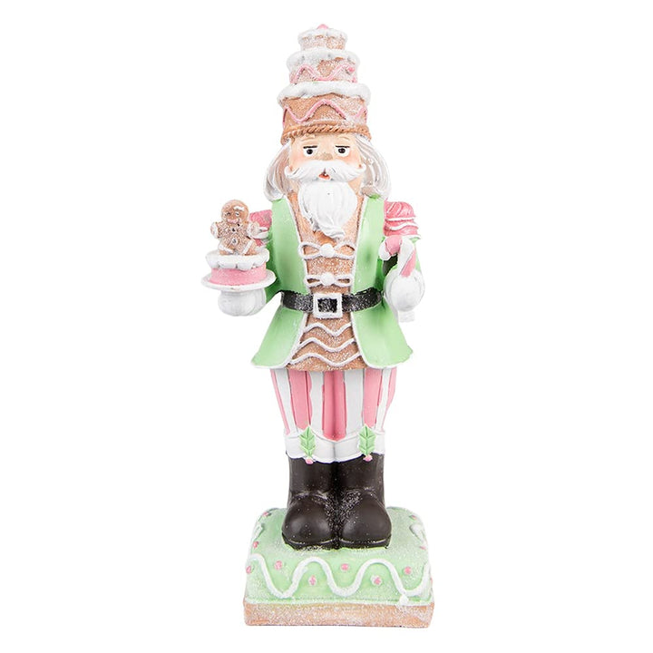 Clayre & Eef Figur Nussknacker 24 cm Grün Rosa Polyresin Weihnachtsdekoration