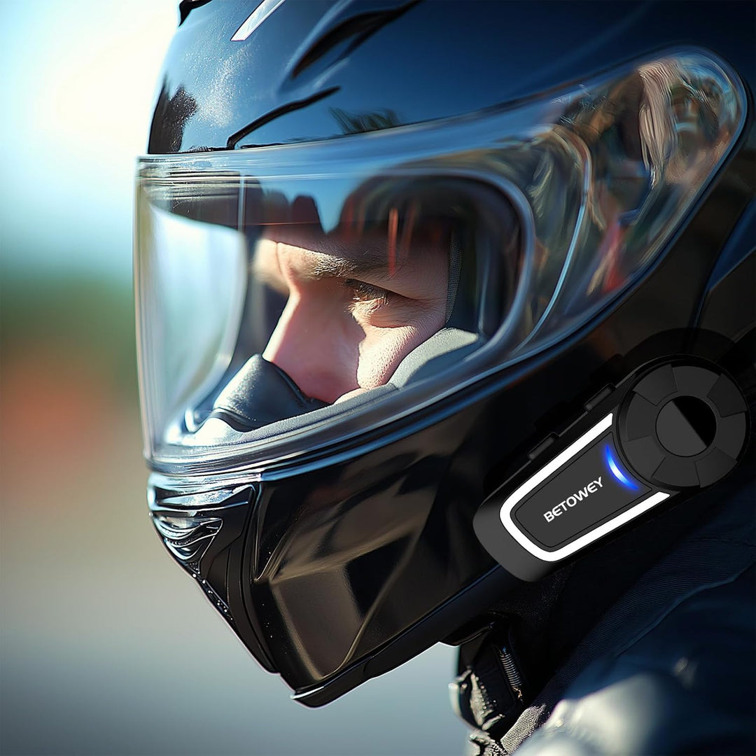 BETOWEY Intercom Motorrad, TK-X4 Freisprecheinrichtung für 6 Personen, Musikteilung, Sprachassistent